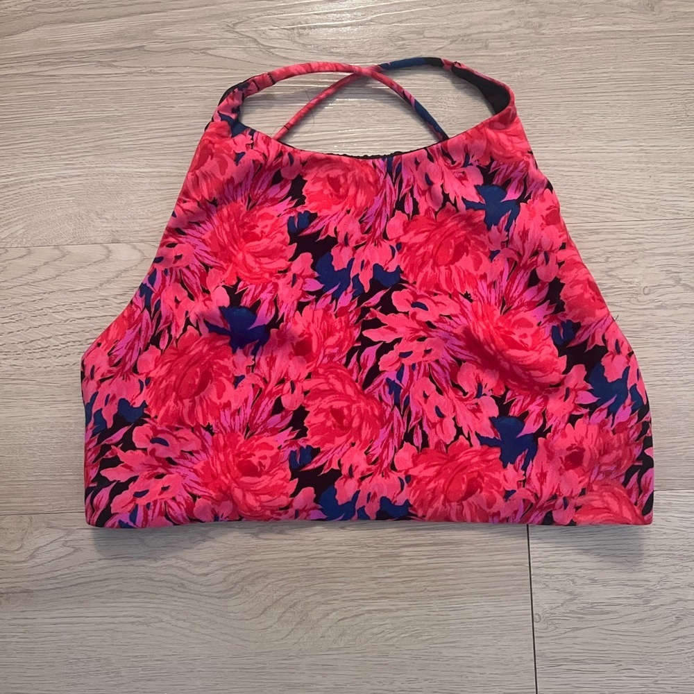 Floral Pink and Blue Women's Sports Bra